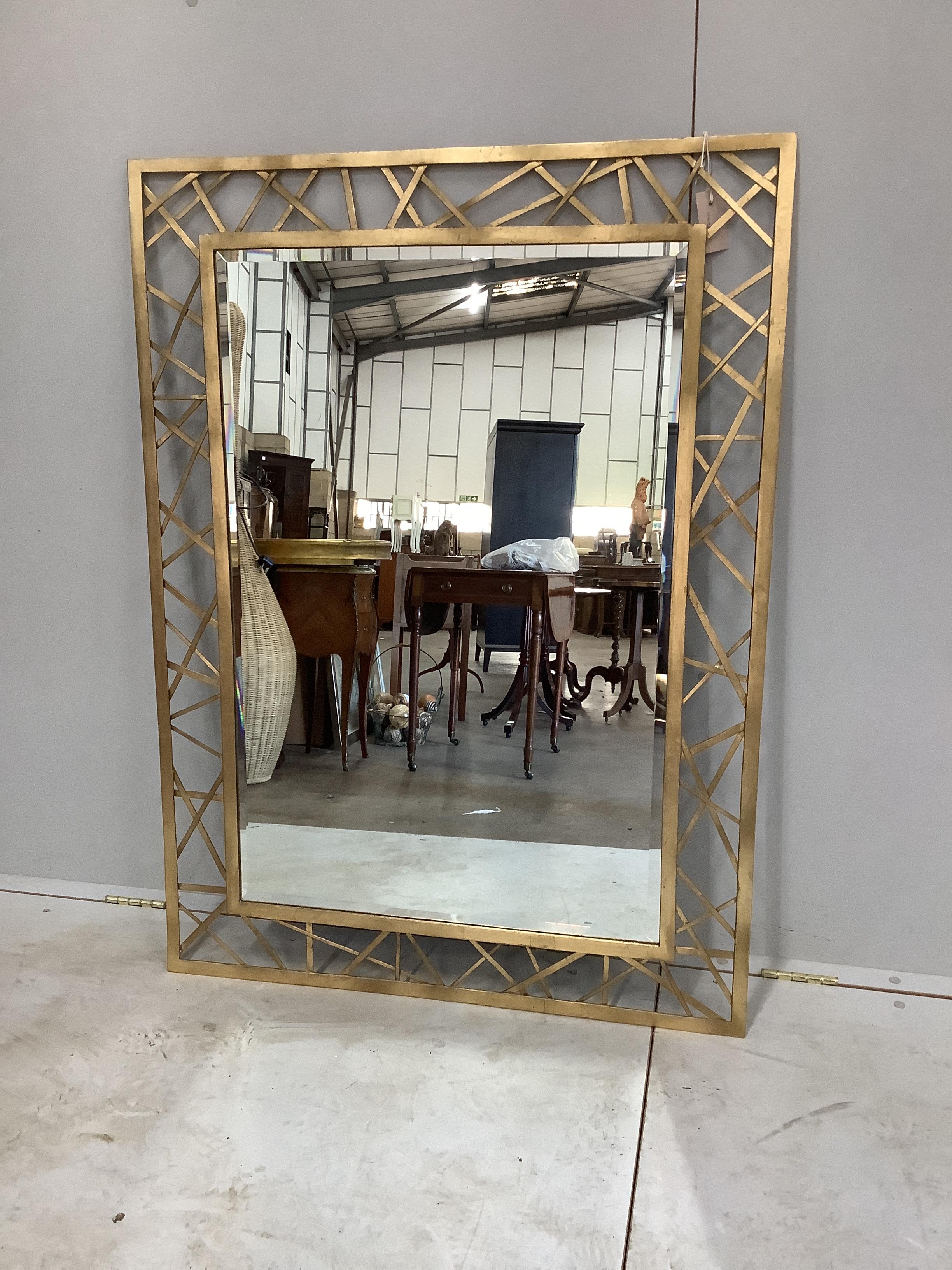 A Contemporary gilt metal framed mirror, width 86cm, height 117cm